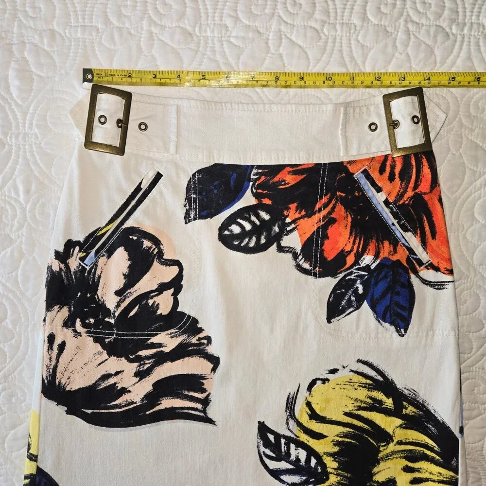 Anthropologie Maeve Cotton Denim Floral pencil skirt in a Misses size 0 - Picture 14 of 16